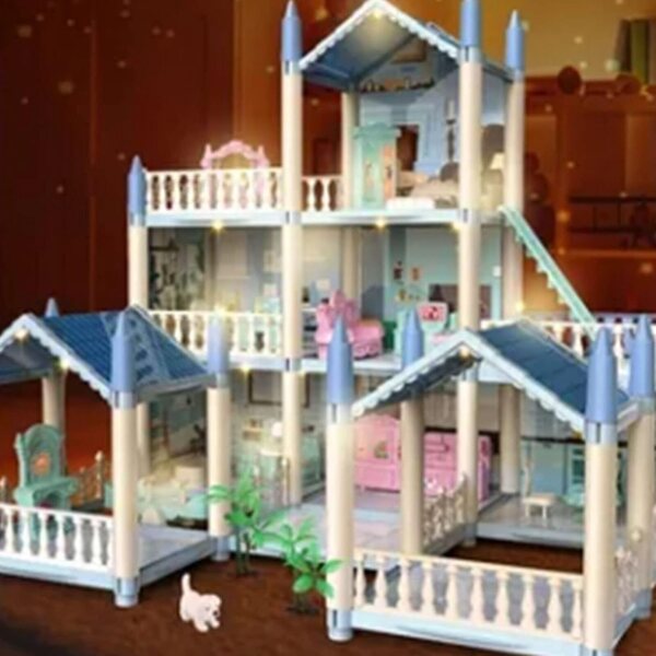 Castello luminoso per bambole con 14 stanze e accessori, gioco educativo e creativo