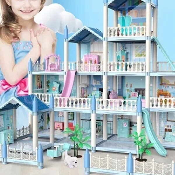 Castello luminoso per bambole con 14 stanze e accessori, gioco educativo e creativo
