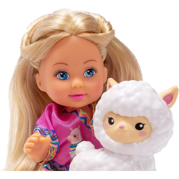 Simba Evi Love Alpacas Puppe 12 cm mit 2 Alpakas und Zubehör für Kinder ab 3 Jahren