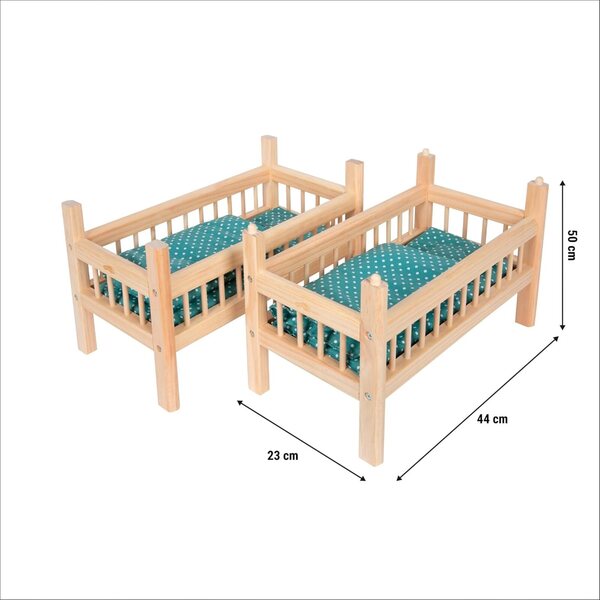 Letto a castello in legno per bambole 2 in 1 Small Foot con morbide lenzuola per bambini