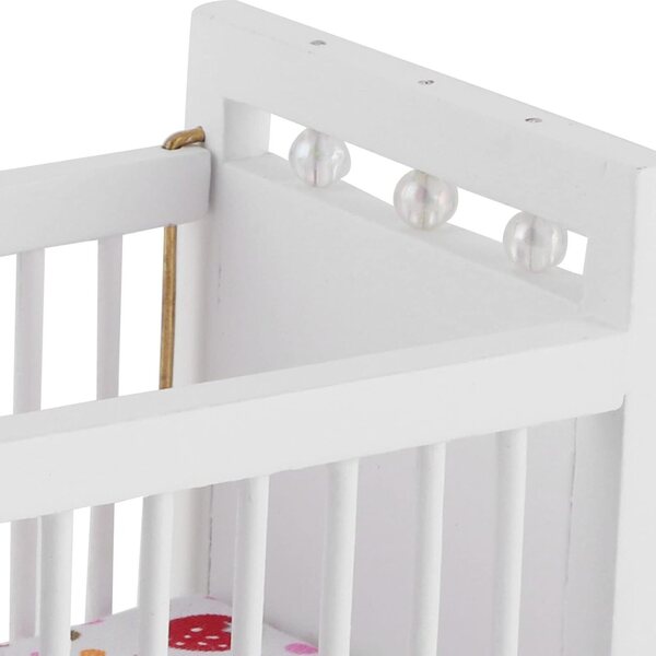 Mini Letto in Legno 1:12 per Casa delle Bambole con Materasso Regolabile 11,2x9,5x7 cm