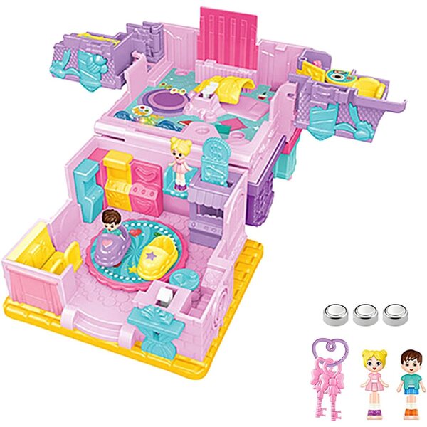 Casa delle bambole castello principessa con 6 design, suoni e mobili colorati