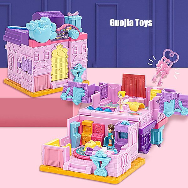 Casa delle bambole castello principessa con 6 design, suoni e mobili colorati