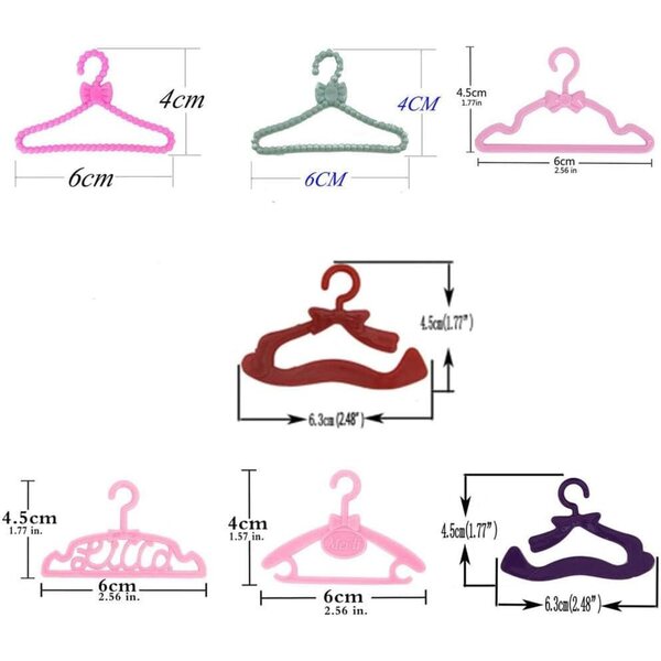 20 Kunststoff-Kleiderbügel für 30 cm Uteruik-Puppenkleidung, komplettes und farbenfrohes Set