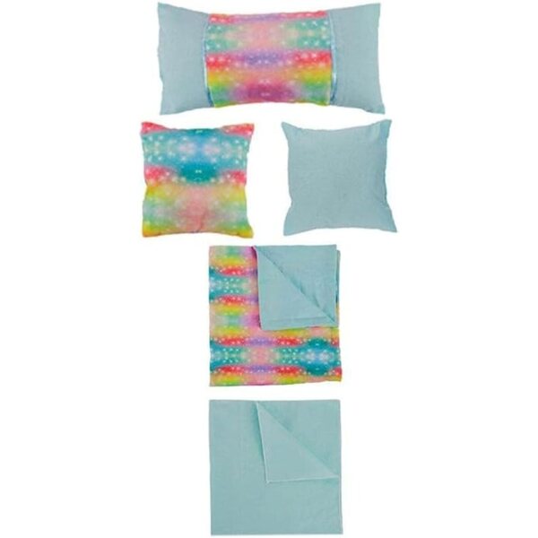 Bettwäsche-Set für Puppen 46 cm – 5 Stück Uteruik-Blatt, Bettbezug, Kissen