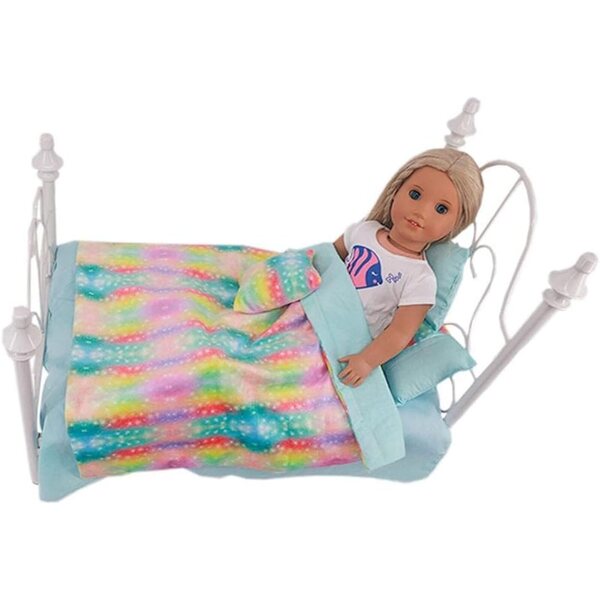 Bettwäsche-Set für Puppen 46 cm – 5 Stück Uteruik-Blatt, Bettbezug, Kissen
