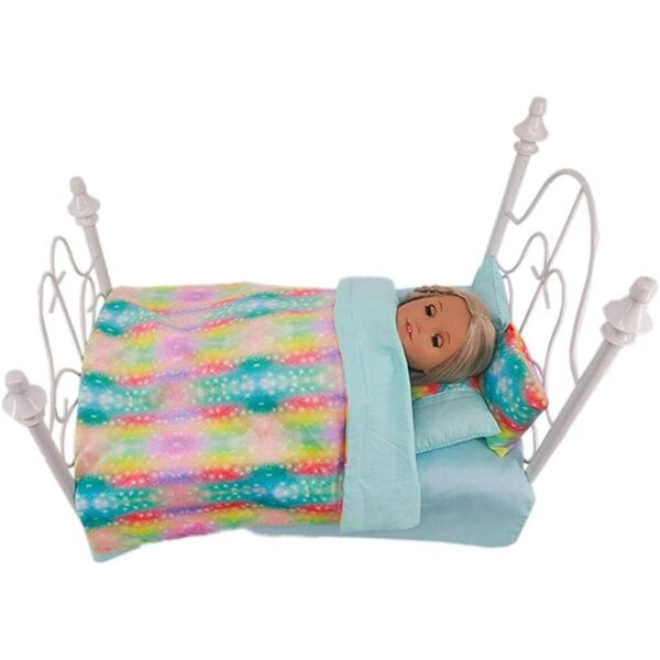 Bettwäsche-Set für Puppen 46 cm – 5 Stück Uteruik-Blatt, Bettbezug, Kissen