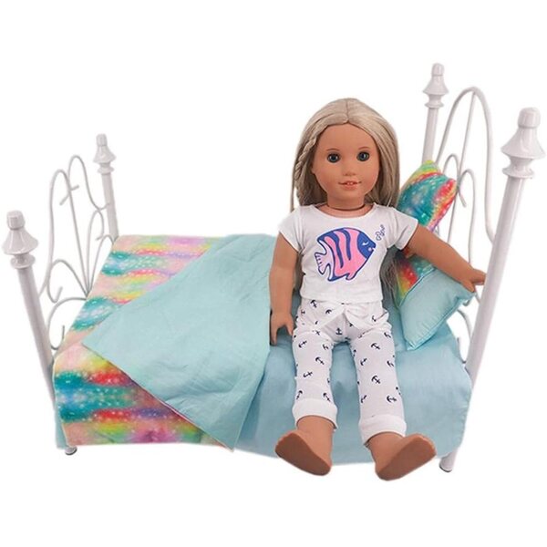 Bettwäsche-Set für Puppen 46 cm – 5 Stück Uteruik-Blatt, Bettbezug, Kissen