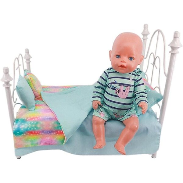 Bettwäsche-Set für Puppen 46 cm – 5 Stück Uteruik-Blatt, Bettbezug, Kissen