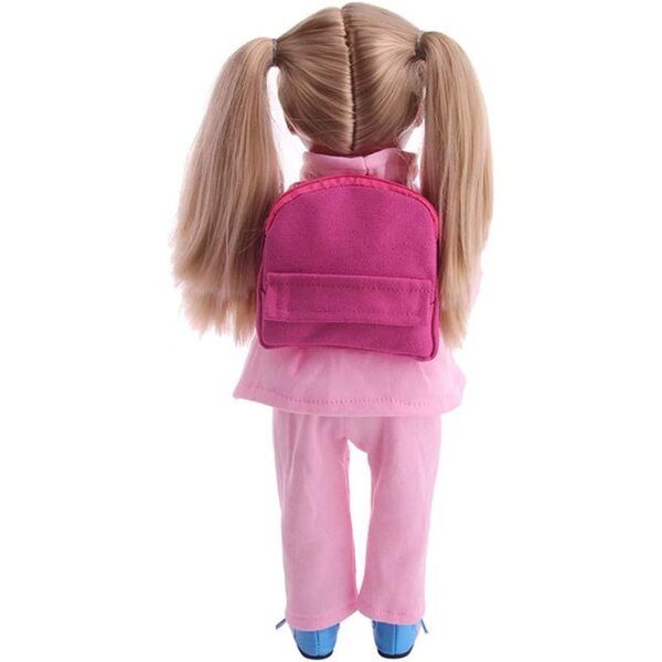 Blauer Rucksack für 46-cm-Puppen mit Reißverschluss – Mini-Schulzubehör für 18-Zoll-Puppen