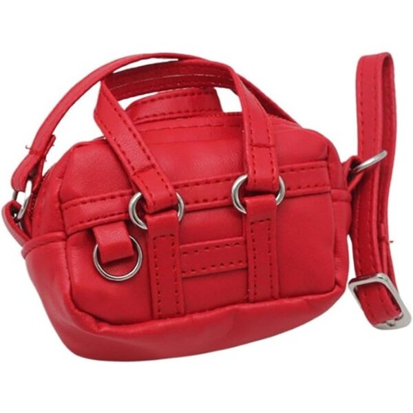Rote Umhängetasche für amerikanische Puppen 46 cm - Miniaturzubehör 7x4,5x3 cm