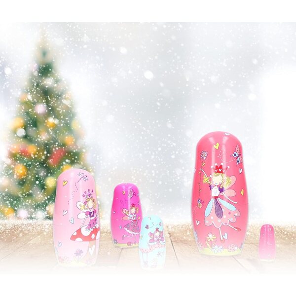 Kit Bambole Nidificanti in Legno SPYMINNPOO - Set 5 Pezzi per Bambini e Decorazione Casa