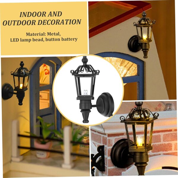 Luci Vintage per Casa delle Bambole 1:12 in Metallo con Supporto Magnetico