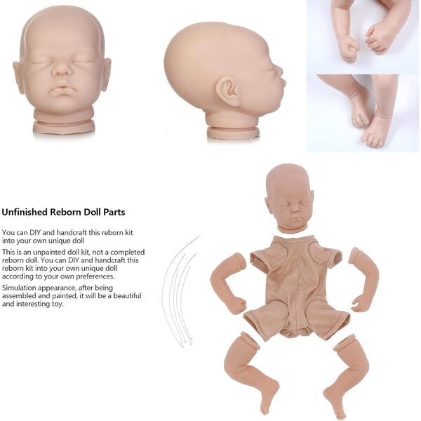 SIXRUN Kit Bambola Reborn 19" in Silicone PVC per Fai-da-Te Bambole Realistiche