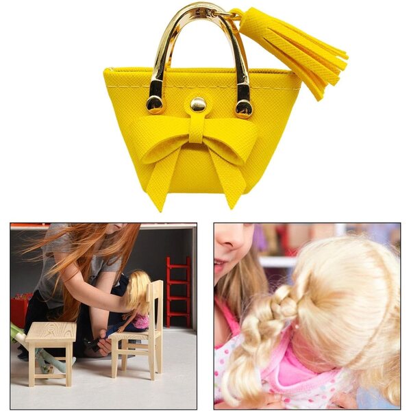 Borsa per Bambola 1/6 in Pelle PU Gialla, Accessorio Handmade per Action Figure 12"