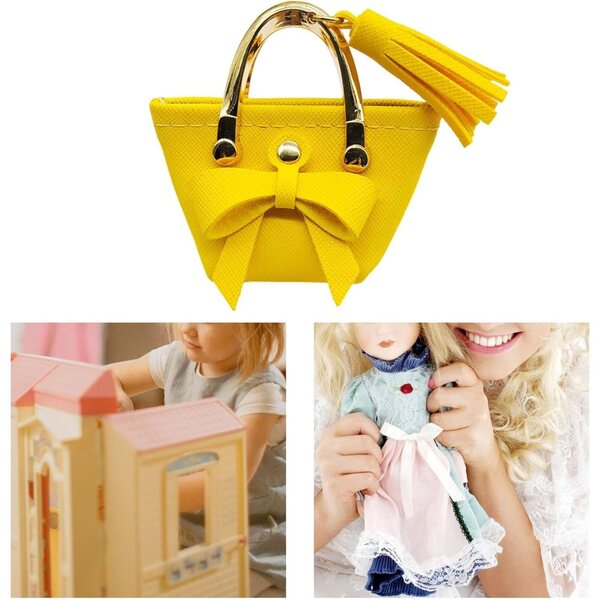 Borsa per Bambola 1/6 in Pelle PU Gialla, Accessorio Handmade per Action Figure 12"