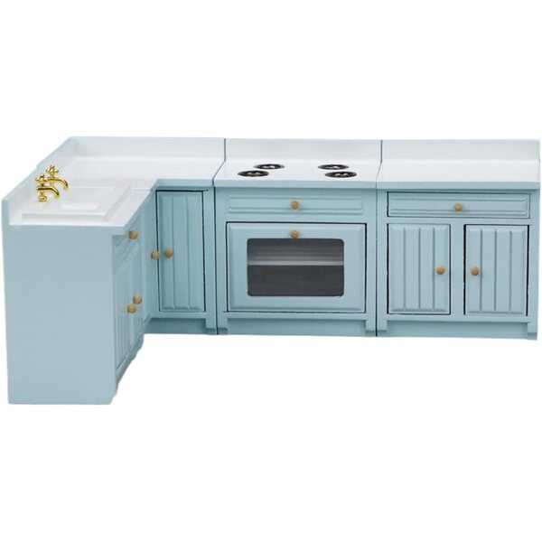 Set cucina casa bambole 4 pezzi legno scala 1/12 stufa lavello tavolo mobile