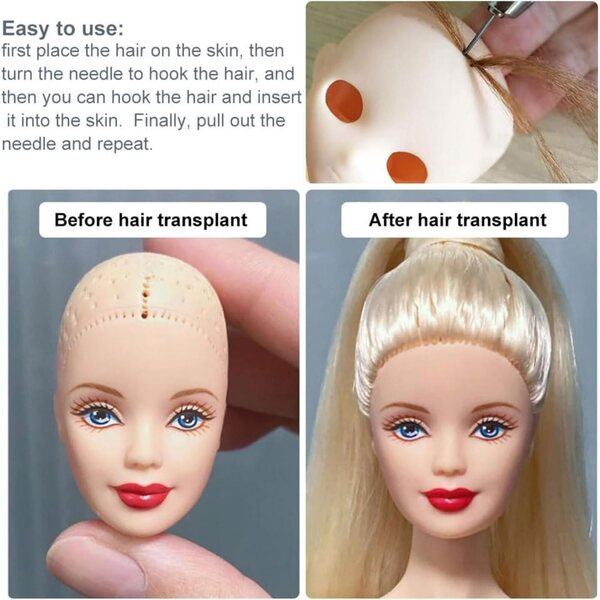 Strumento professionale per cucire e impiantare capelli alle bambole CAZSTYK in metallo
