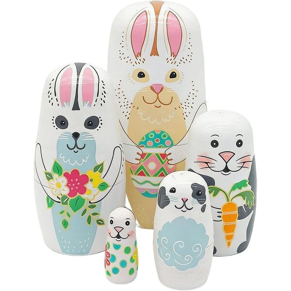 Oster-Matroschka-Puppen aus Holz mit Hase – Lern- und Deko-Set, 18 cm