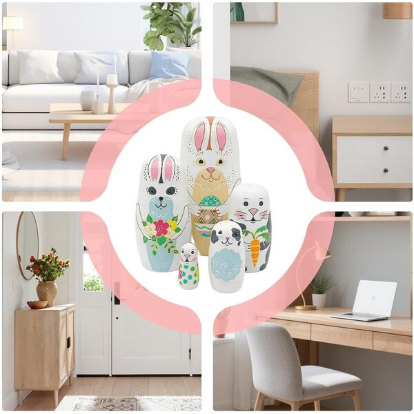 Oster-Matroschka-Puppen aus Holz mit Hase – Lern- und Deko-Set, 18 cm