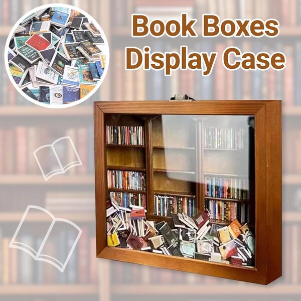 Libreria in legno miniatura fatta a mano con 200 libri, decorazione ideale per interni