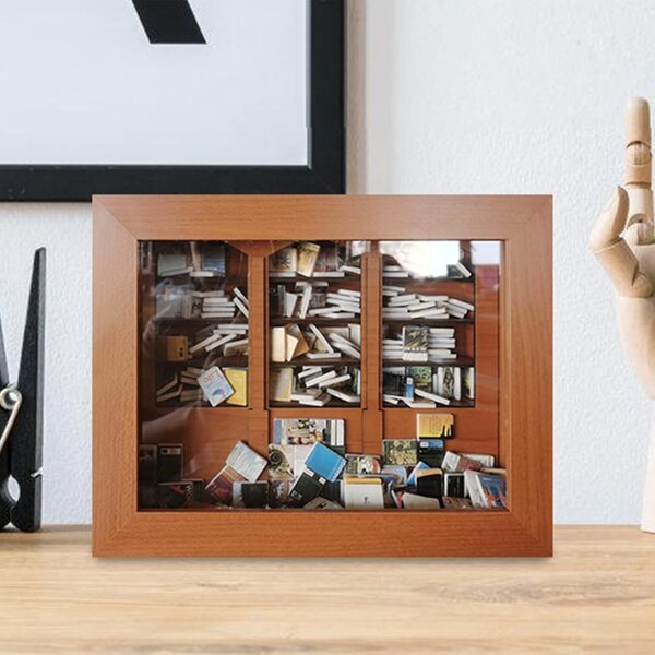 Libreria in legno miniatura fatta a mano con 200 libri, decorazione ideale per interni