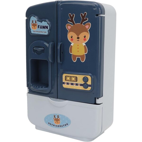 Frigorifero Giocattolo Blu per Casa delle Bambole con Doppie Porte e Accessori