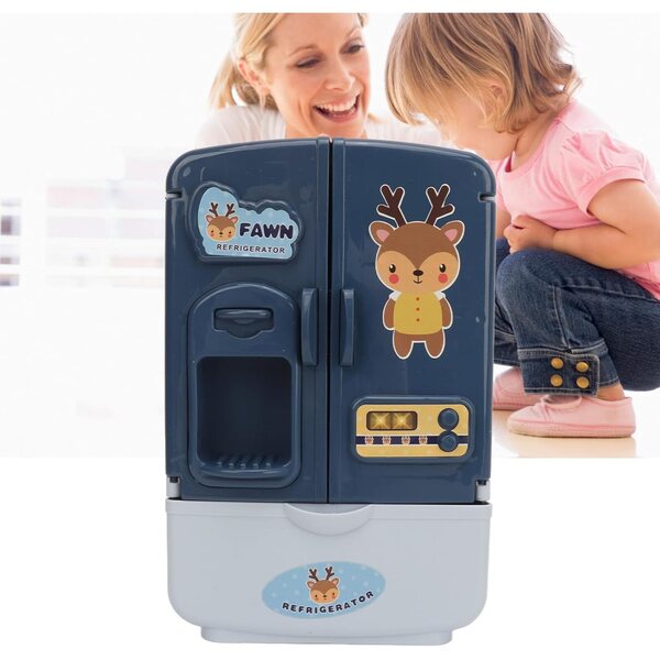 Frigorifero Giocattolo Blu per Casa delle Bambole con Doppie Porte e Accessori