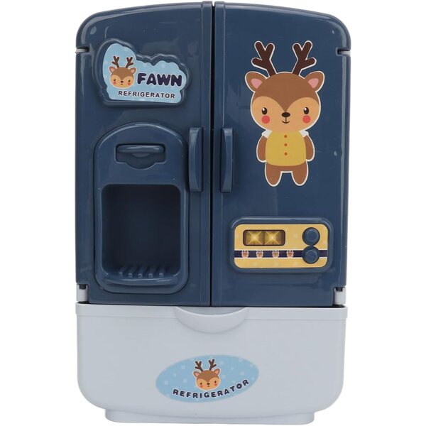 Frigorifero Giocattolo Blu per Casa delle Bambole con Doppie Porte e Accessori