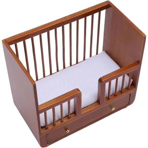 Culla in Legno di Betulla per Casa delle Bambole Scala 1/12 - Design Robusto e Decorativo