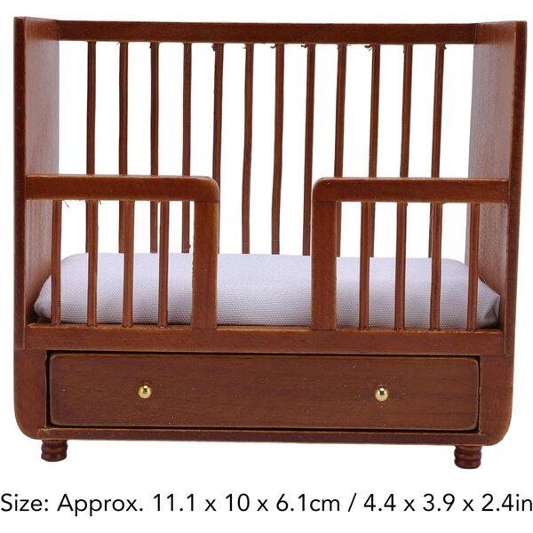 Culla in Legno di Betulla per Casa delle Bambole Scala 1/12 - Design Robusto e Decorativo