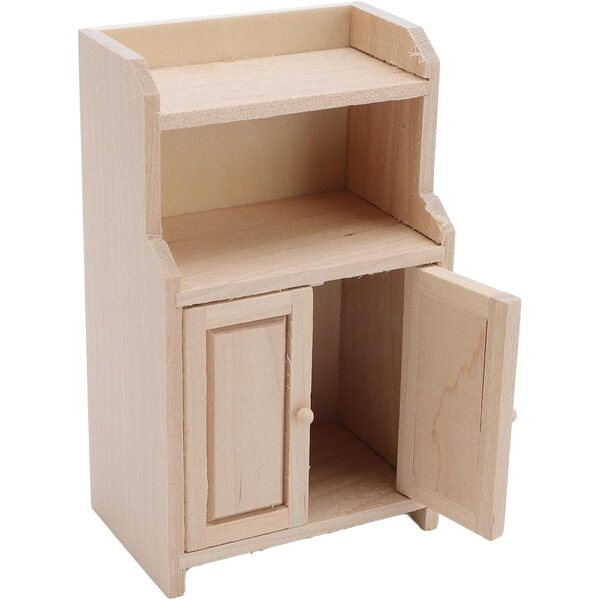 Armadio vintage in legno per casa delle bambole 1:12, arredamento miniatura elegante
