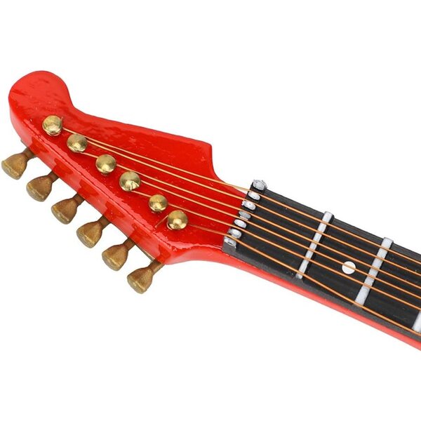 Mini-E-Gitarrenmodell aus rotem Lindenholz, handgefertigte realistische Dekoration