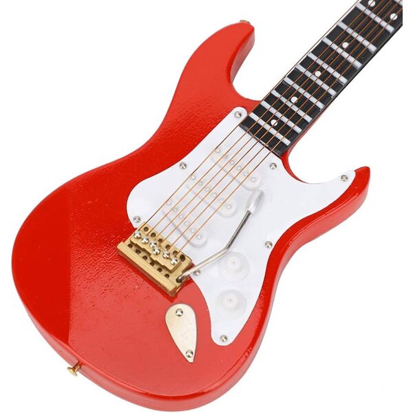 Mini-E-Gitarrenmodell aus rotem Lindenholz, handgefertigte realistische Dekoration