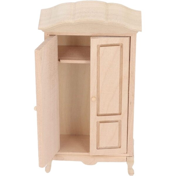 1/12 Miniaturschrank aus Birkenholz für Puppenhaus, traditionelle Doppeltür