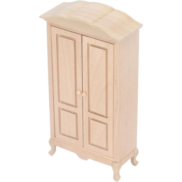 1/12 Miniaturschrank aus Birkenholz für Puppenhaus, traditionelle Doppeltür