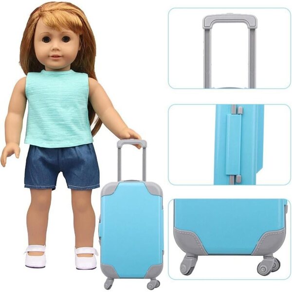Valigetta da Viaggio in Plastica per Bambole 46 cm | Accessorio Casa Bambole 18 Pollici