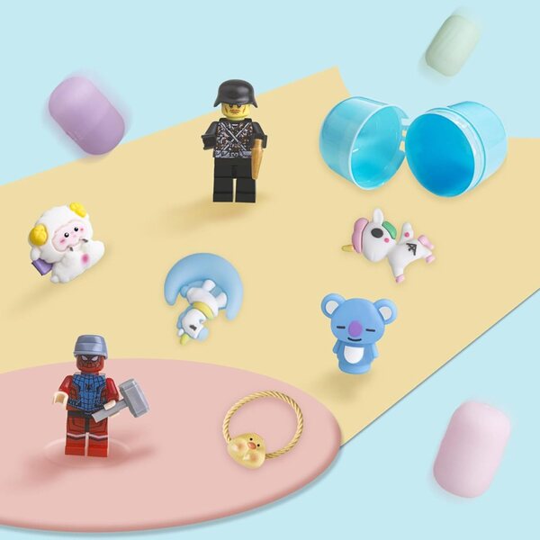 Gashapon Machine Mini-Bonbonspender mit 12 leeren Eiern und 6 Puppen – ungiftiges ABS