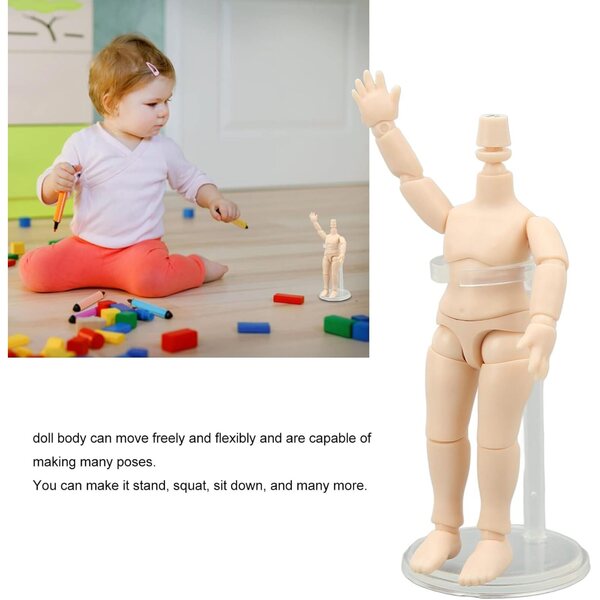 1/12 Puppenkörper mit flexiblen Kunststoffbetongelenken für realistische Posen