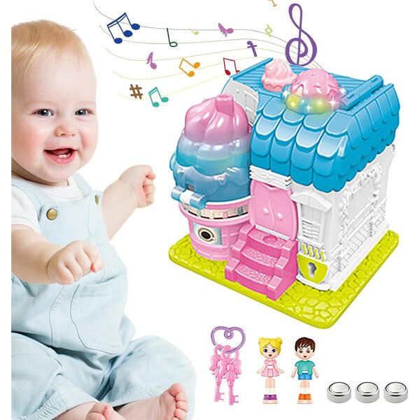 Prinzessinnen-Puppenhaus mit Schloss, Musikspielzeug und 6 farbenfrohen Motiven