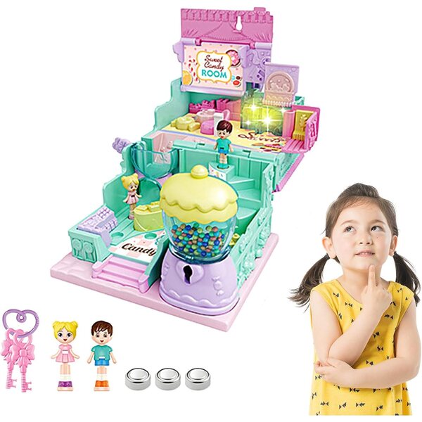 Puppenhaus im Prinzessinnenschloss mit Geräuschen, 6 Designs und Möbeln, kreatives Spielen