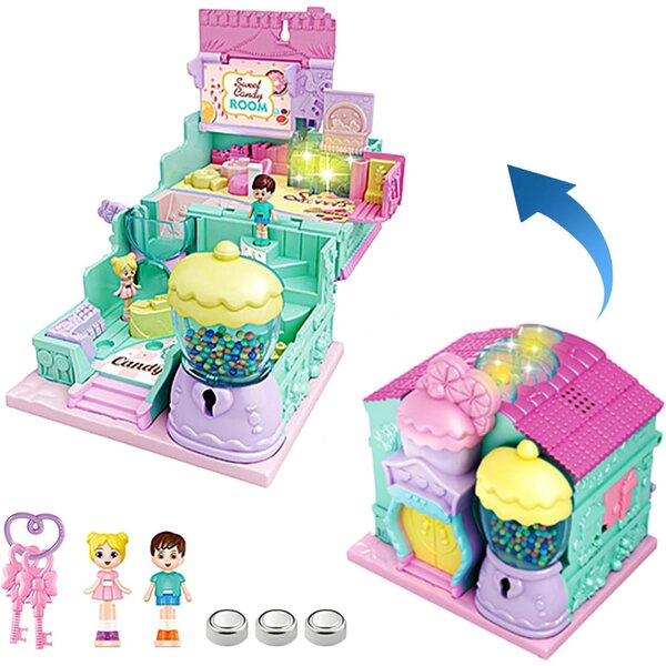 Puppenhaus im Prinzessinnenschloss mit Geräuschen, 6 Designs und Möbeln, kreatives Spielen