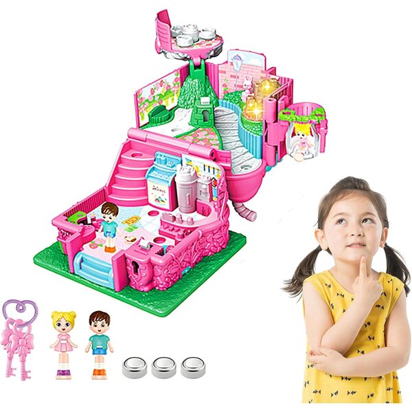 Mehrfarbiges Prinzessinnenschloss-Puppenhaus mit Möbeln und Geräuschen, sicheres Spielen für Kinder