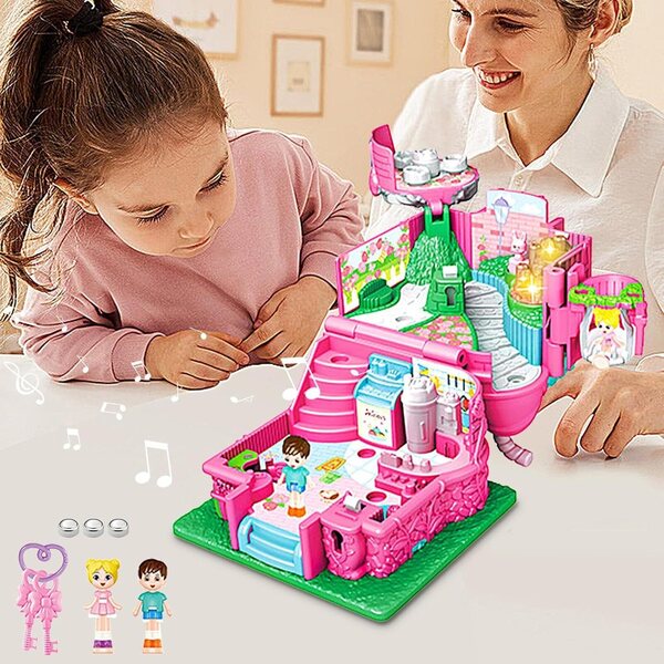 Mehrfarbiges Prinzessinnenschloss-Puppenhaus mit Möbeln und Geräuschen, sicheres Spielen für Kinder