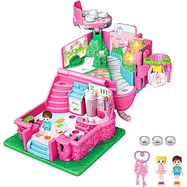 Mehrfarbiges Prinzessinnenschloss-Puppenhaus mit Möbeln und Geräuschen, sicheres Spielen für Kinder