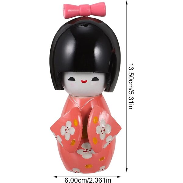 Bambola Kimono Giapponese in Legno Dipinta a Mano - Decorazione Tradizionale Miniatura