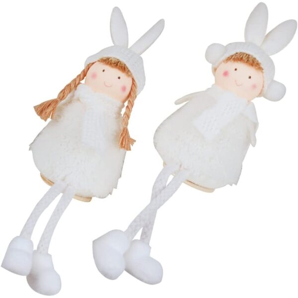 Cabilock 2 Pezzi Peluche Angelo Natalizio Decorativo 23cm per Tavolo e Regalo