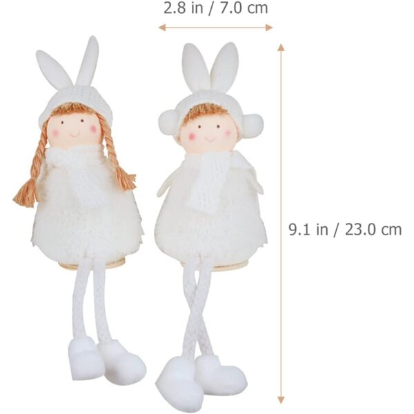 Cabilock 2 Pezzi Peluche Angelo Natalizio Decorativo 23cm per Tavolo e Regalo