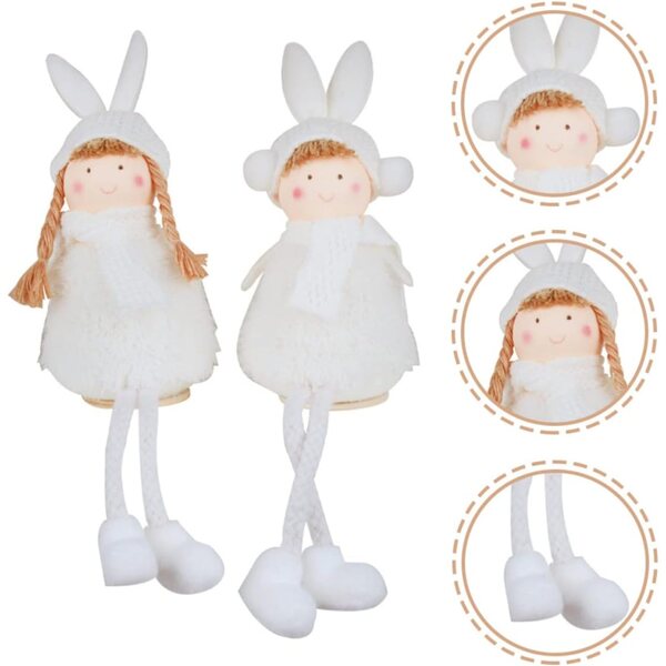 Cabilock 2 Pezzi Peluche Angelo Natalizio Decorativo 23cm per Tavolo e Regalo