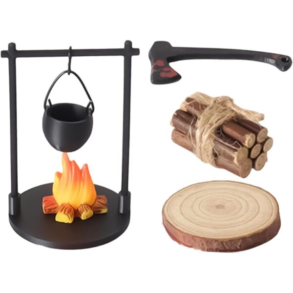 Kit Fuoco da Campo Giocattolo Miniatura - Stufa Sospesa, Gioco Educativo e Decorativo